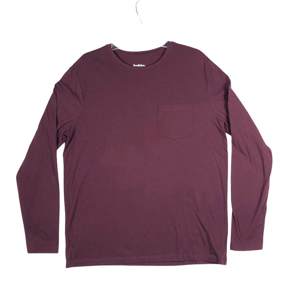 Goodfellow & Co Basic Pocket Tee Mens Large Burgundy Red Crew Neck Soft T-Shirt